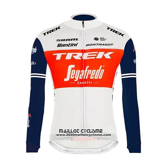 2020 Maillot Ciclismo Trek Segafredo Blanc Rouge Noir Manches Longues et Cuissard